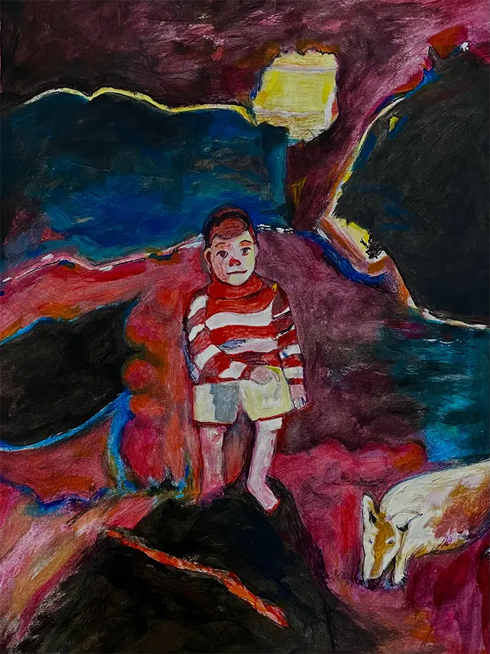 A Boy with a Calf, Trapped